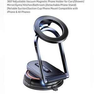Source Unknown Adjustable Vacuum Magnetic Phone Holder - Black and Silver